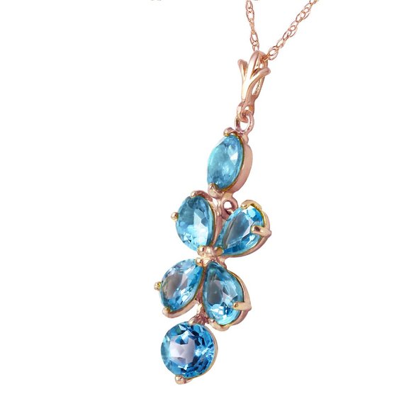 14K. SOLID GOLD NECKLACE WITH NATURAL BLUE TOPAZ - Picture 2 of 6